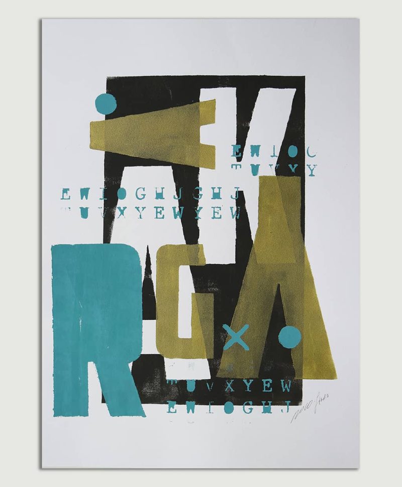 Gold Typography Blue - Image 2