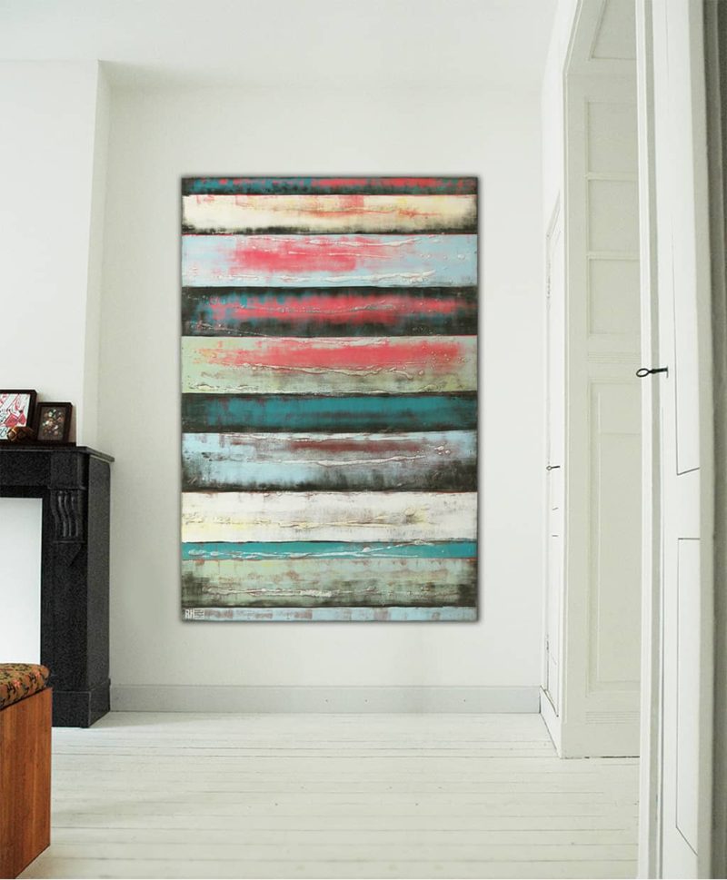Vertical Panels Warm Red & Blue