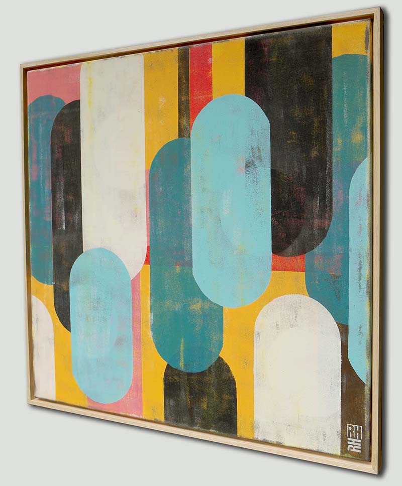 Abstract painting - traffic pink square