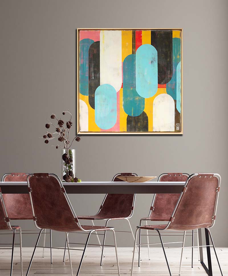 Abstract painting - traffic pink square