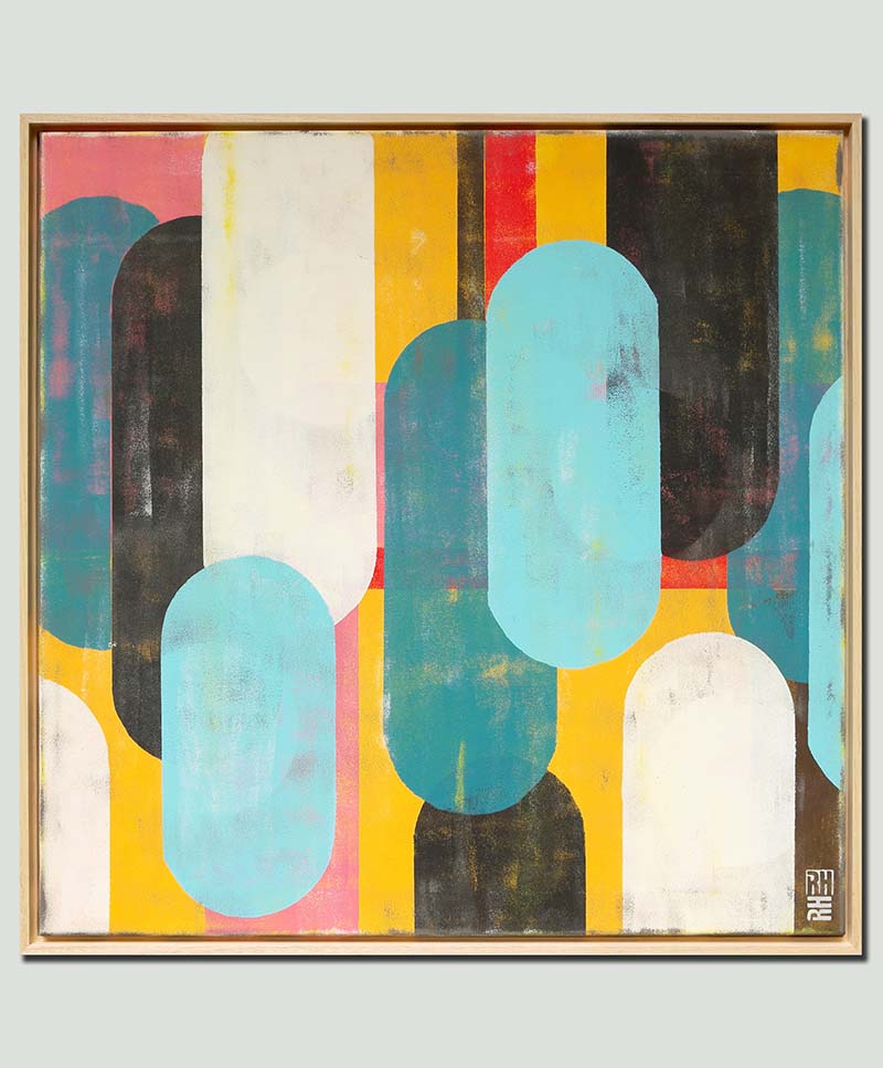 Abstract painting - traffic pink square