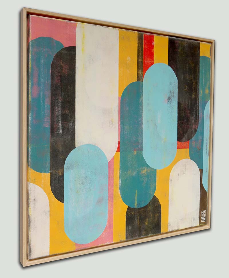 Abstract painting - traffic pink square