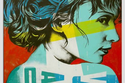 Potrait of a woman painting in blue